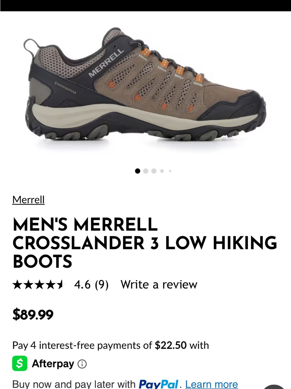 Merrell Men's crosslander Tan and Black Hiking Sneakers worn once - Picture 5 of 6